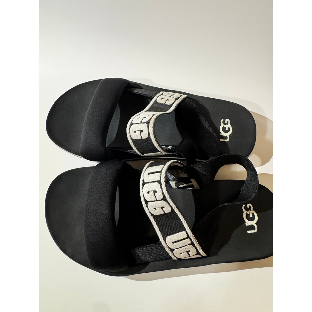 UGG LA Shores Black Logo Strappy Platform Sandals Women 5.5